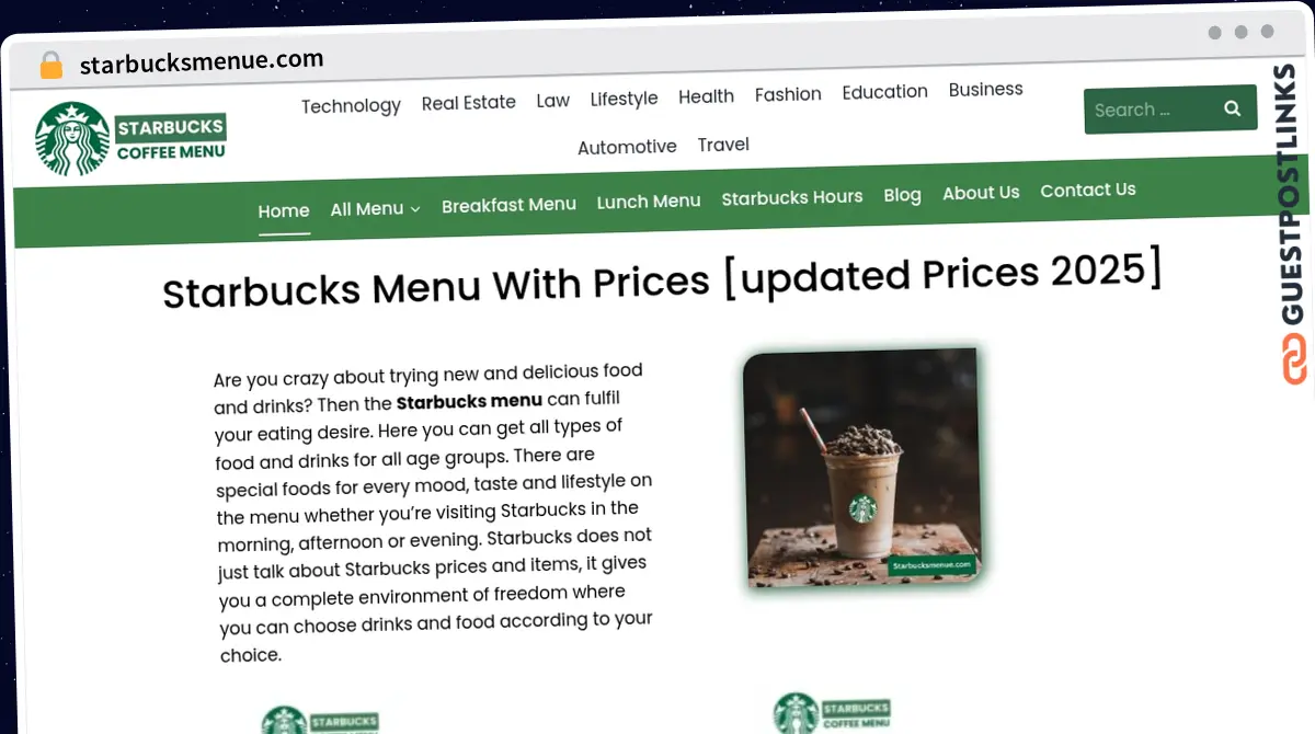 Publish Guest Post on starbucksmenue.com