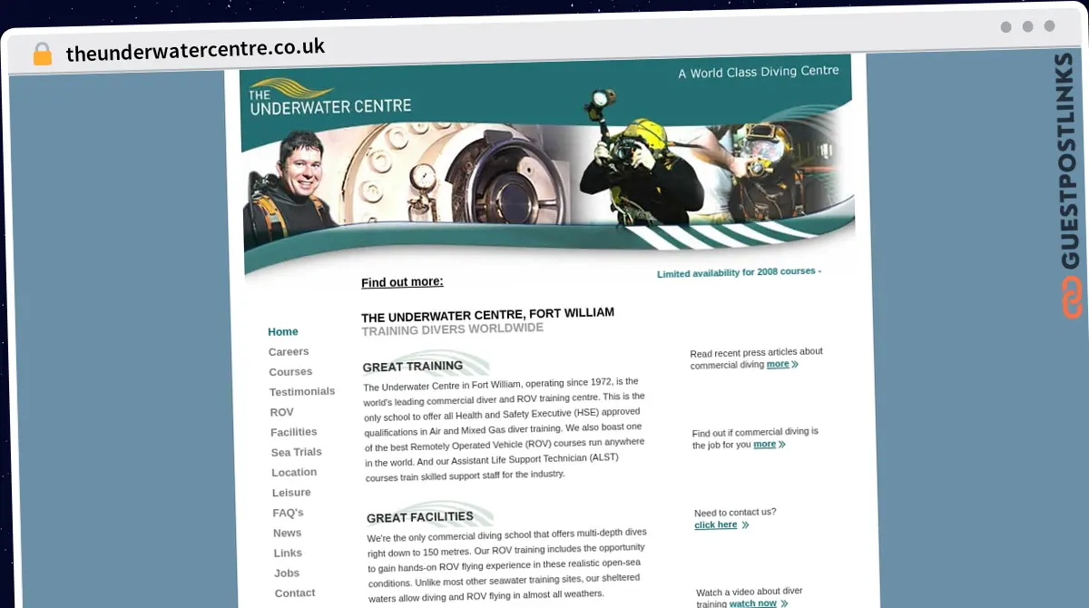Publish Guest Post on theunderwatercentre.co.uk