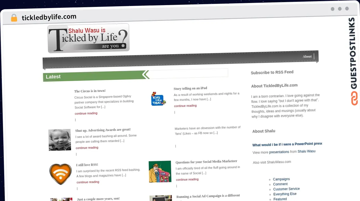 Publish Guest Post on tickledbylife.com