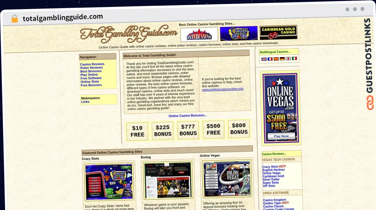 Publish Guest Post on totalgamblingguide.com