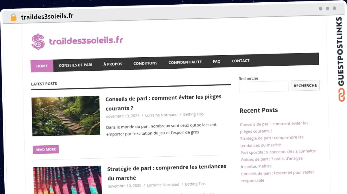 Publish Guest Post on traildes3soleils.fr