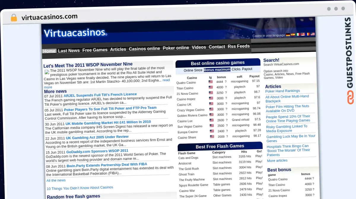 Publish Guest Post on virtuacasinos.com