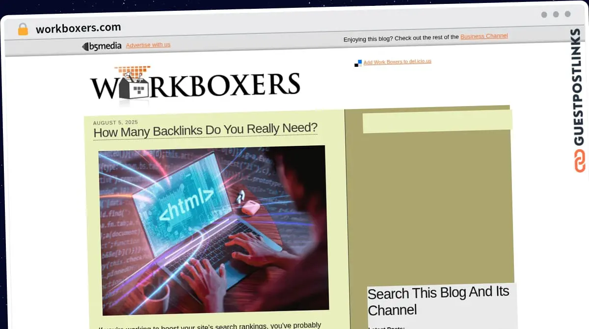 Publish Guest Post on workboxers.com