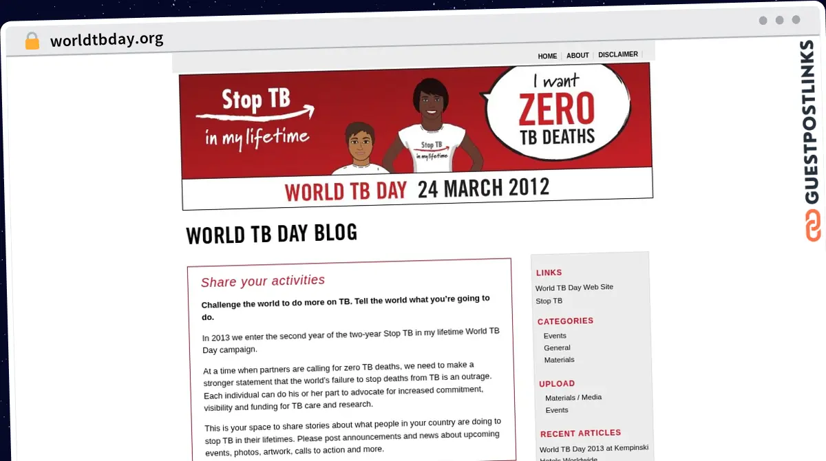 Publish Guest Post on worldtbday.org