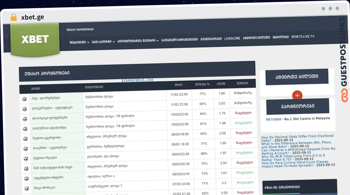 Publish Guest Post on xbet.ge