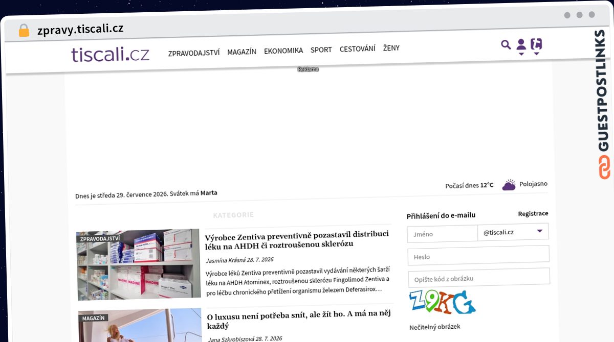 Publish Guest Post on zpravy.tiscali.cz