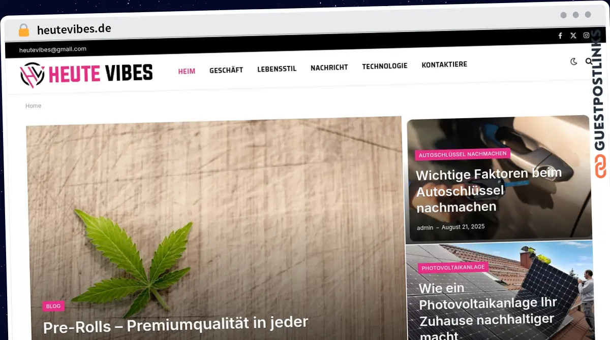 Publish Guest Post on heutevibes.de