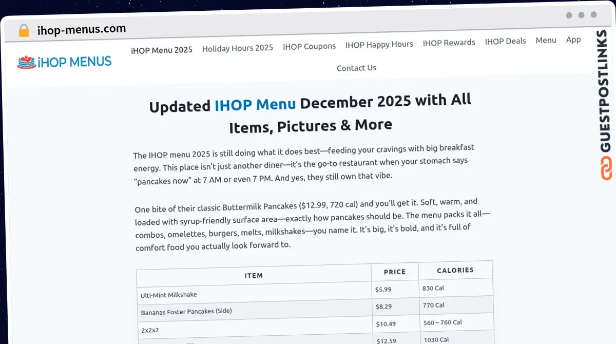 Publish Guest Post on ihop-menus.com