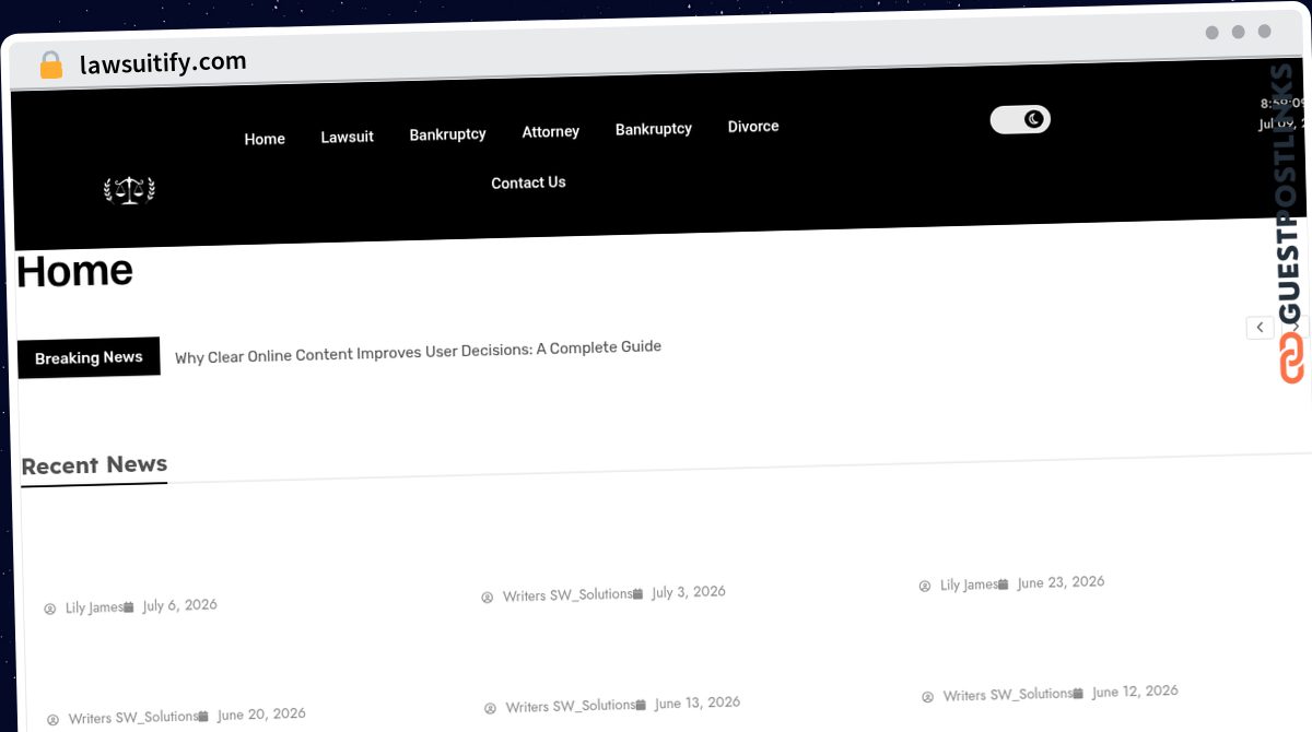 Publish Guest Post on lawsuitify.com