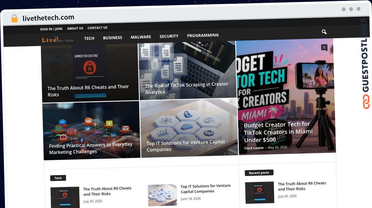 Publish Guest Post on livethetech.com