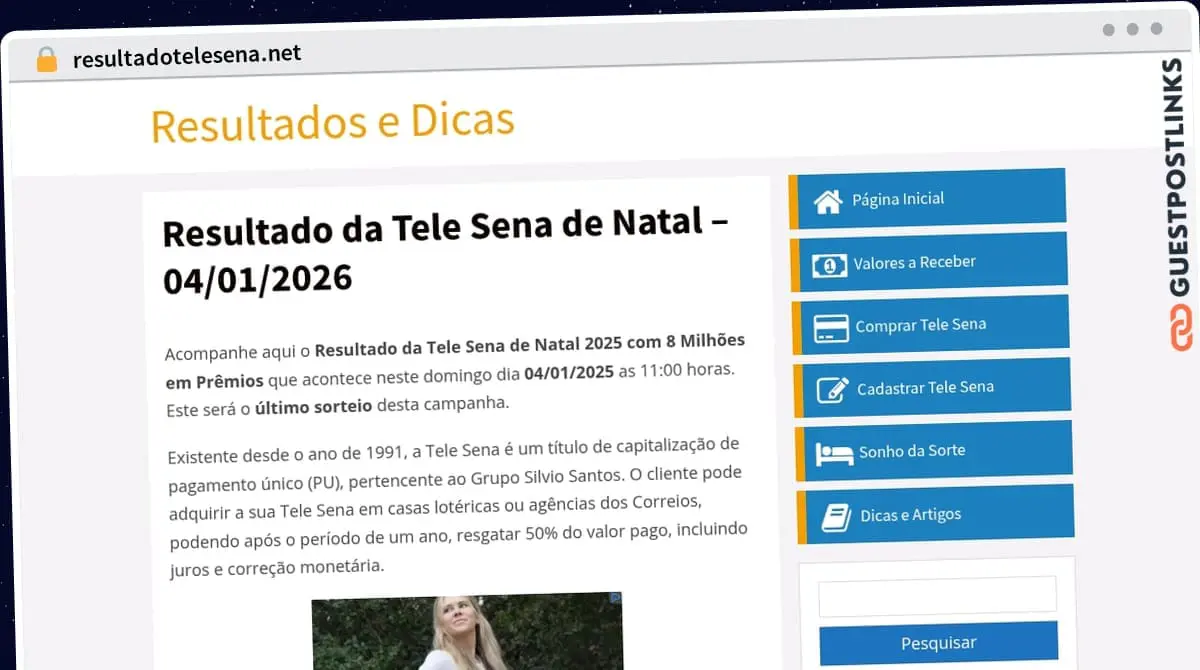 Publish Guest Post on resultadotelesena.net