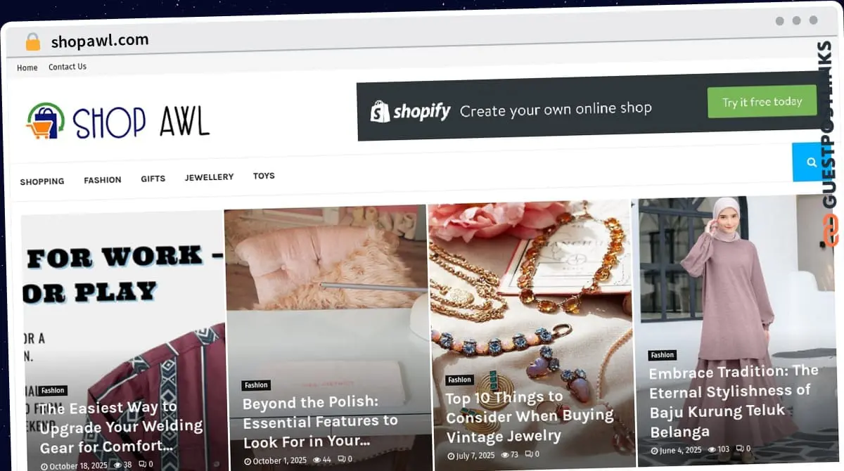 Publish Guest Post on shopawl.com