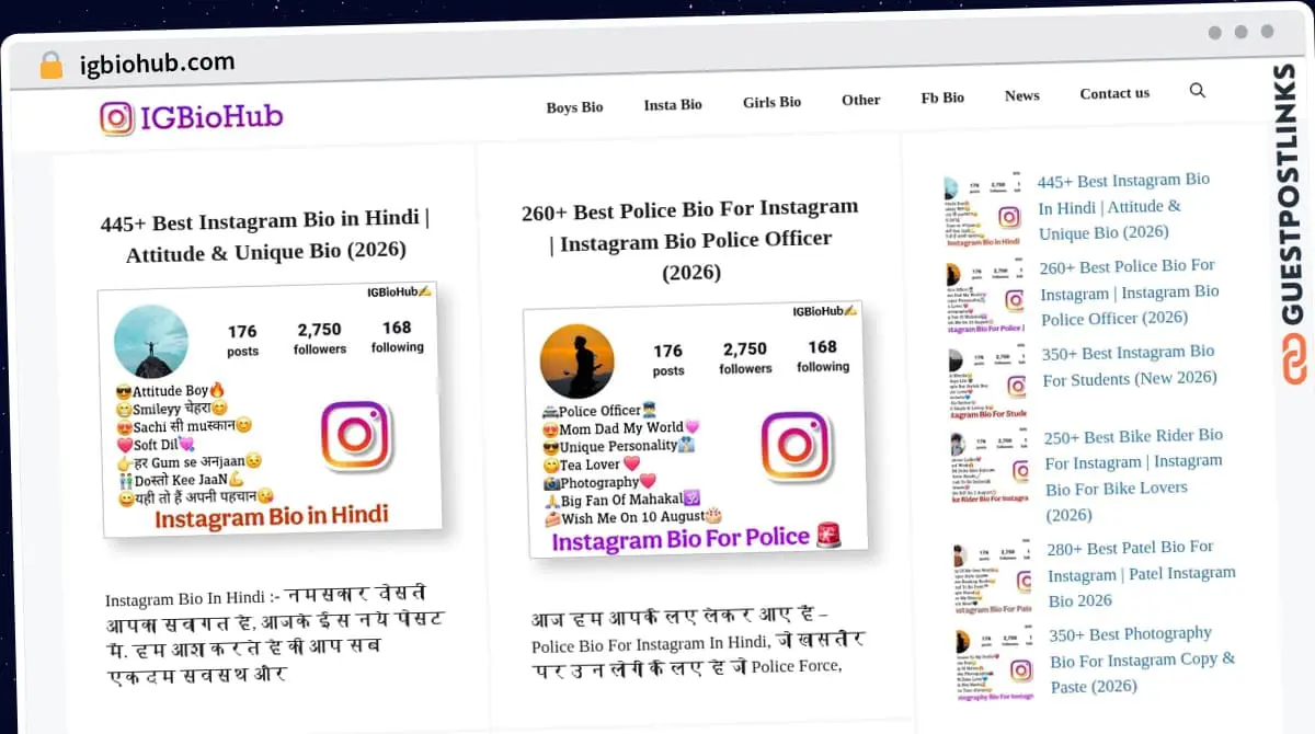 Publish Guest Post on igbiohub.com