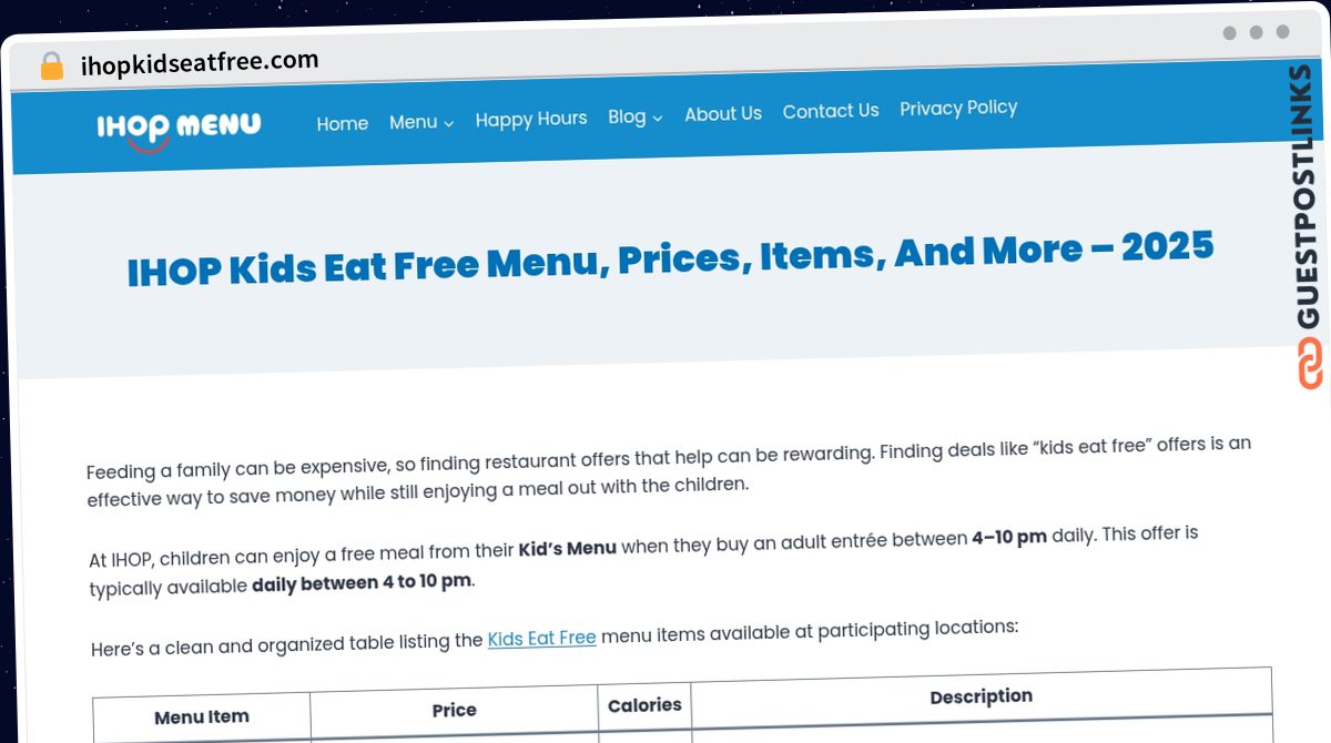 Publish Guest Post on ihopkidseatfree.com