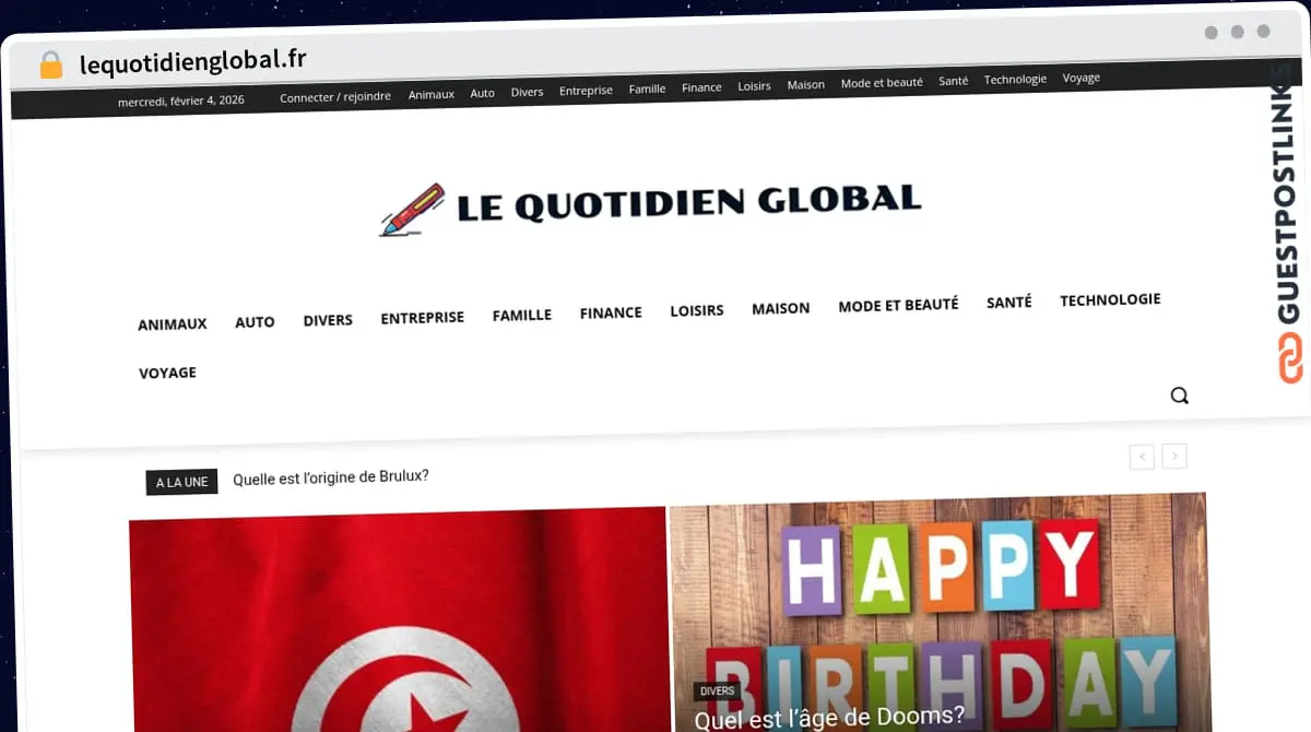Publish Guest Post on lequotidienglobal.fr