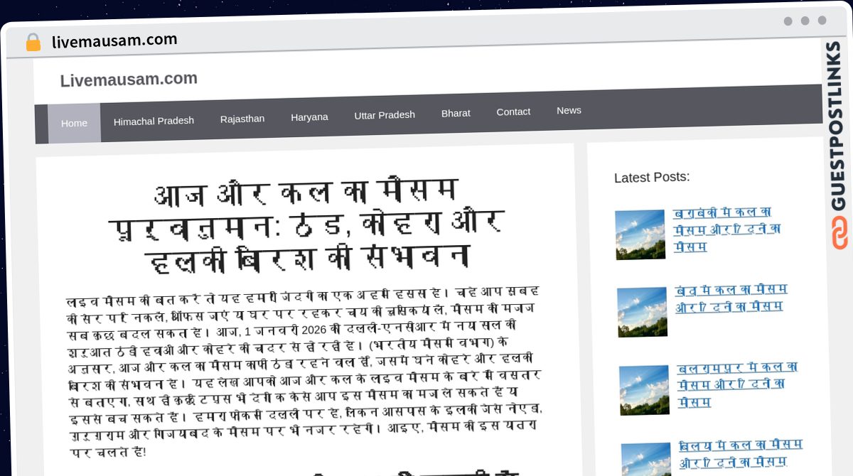 Publish Guest Post on livemausam.com