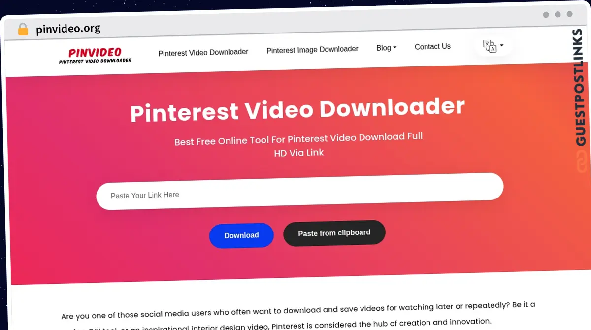 Publish Guest Post on pinvideo.org