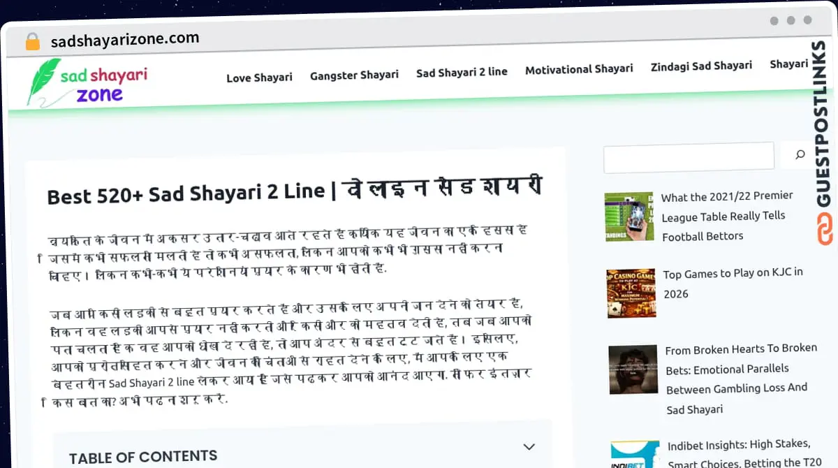 Publish Guest Post on sadshayarizone.com