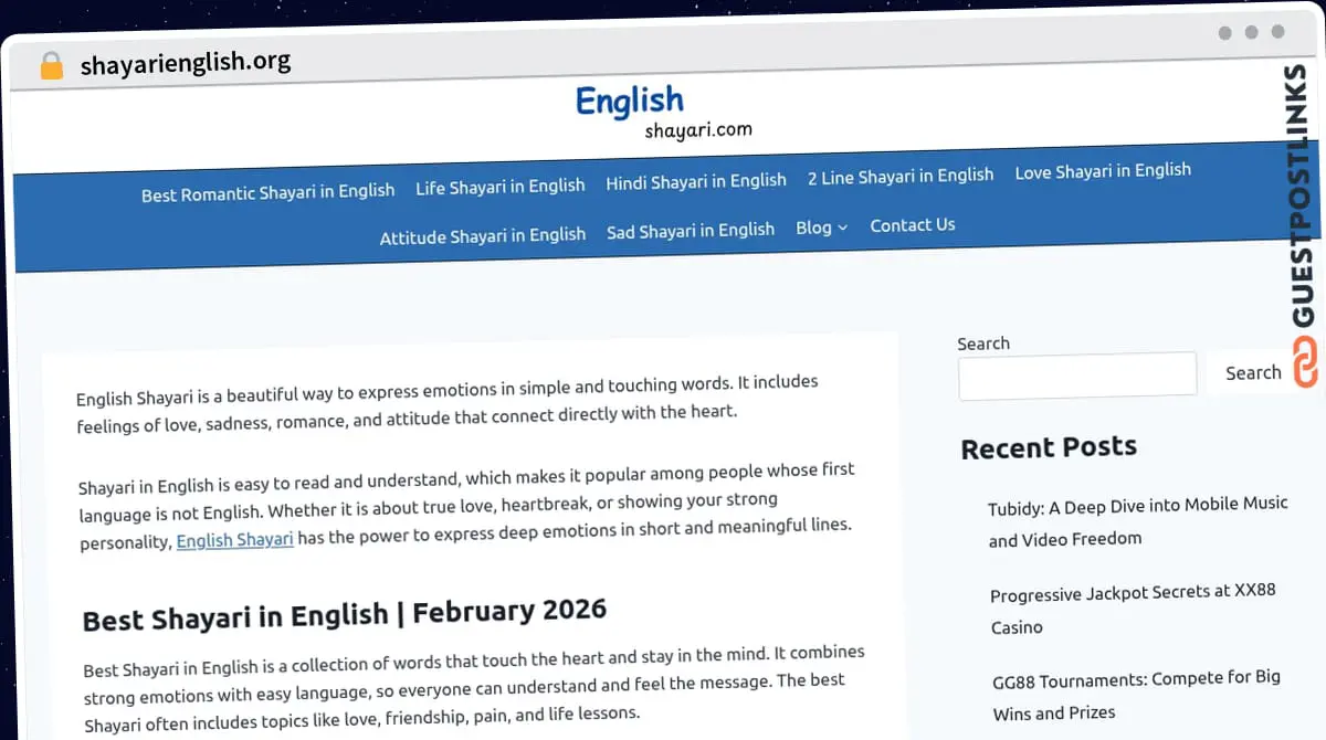 Publish Guest Post on shayarienglish.org