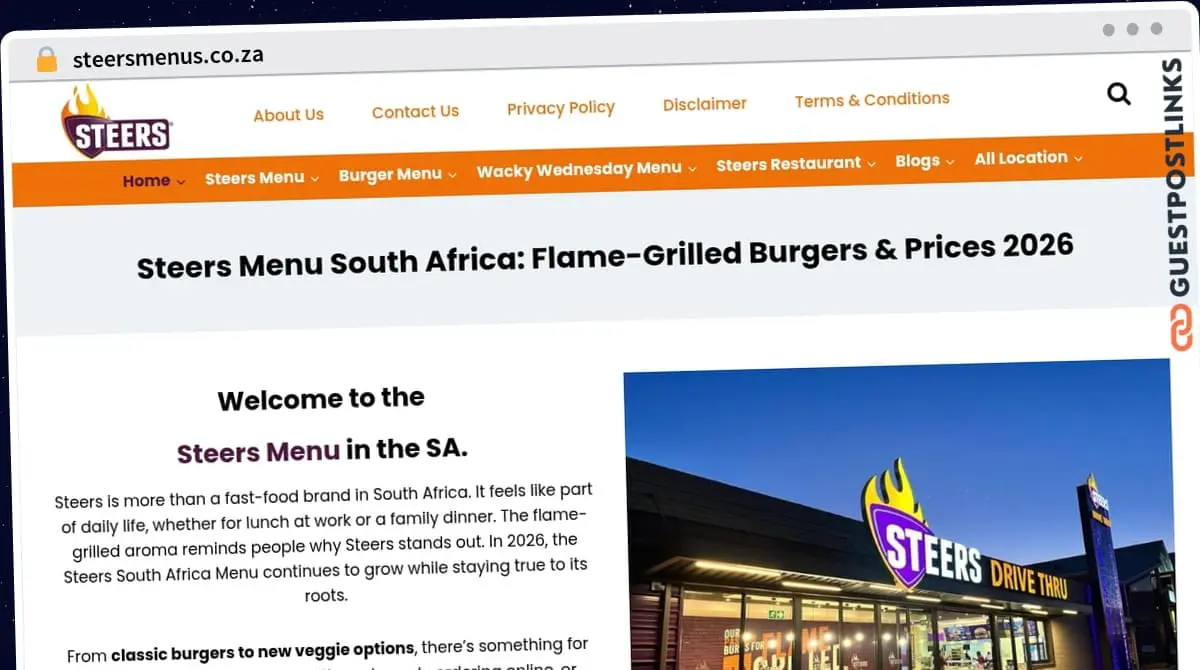 Publish Guest Post on steersmenus.co.za