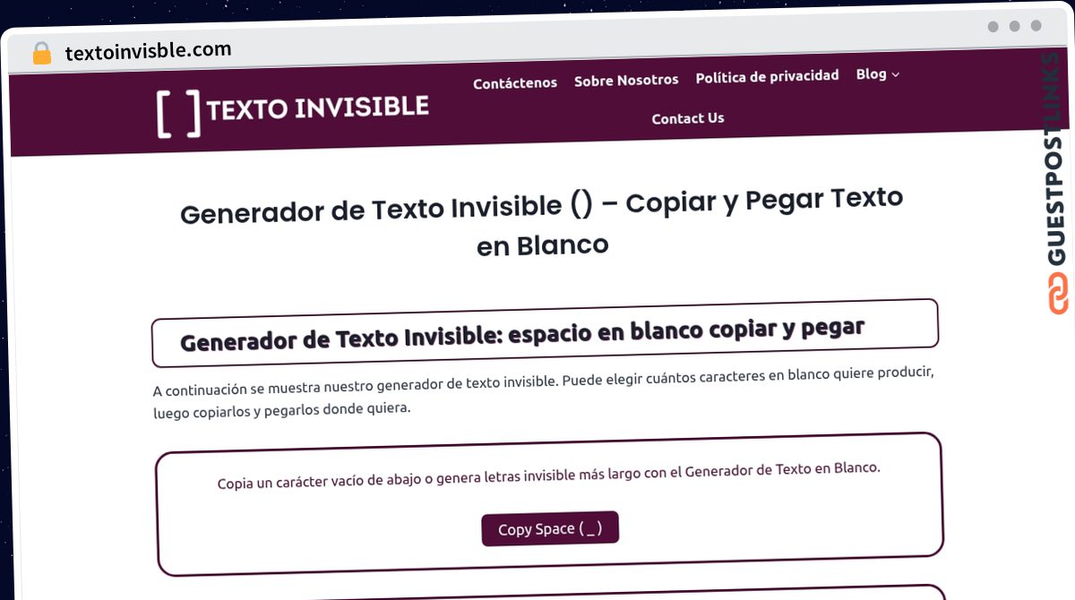 Publish Guest Post on textoinvisble.com