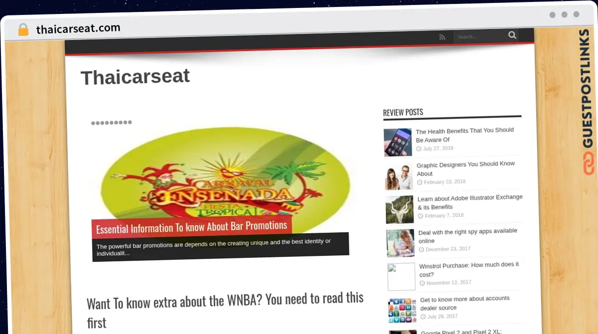 Publish Guest Post on thaicarseat.com