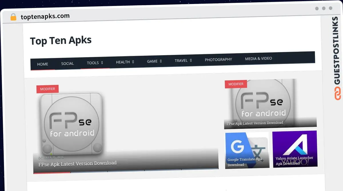 Publish Guest Post on toptenapks.com