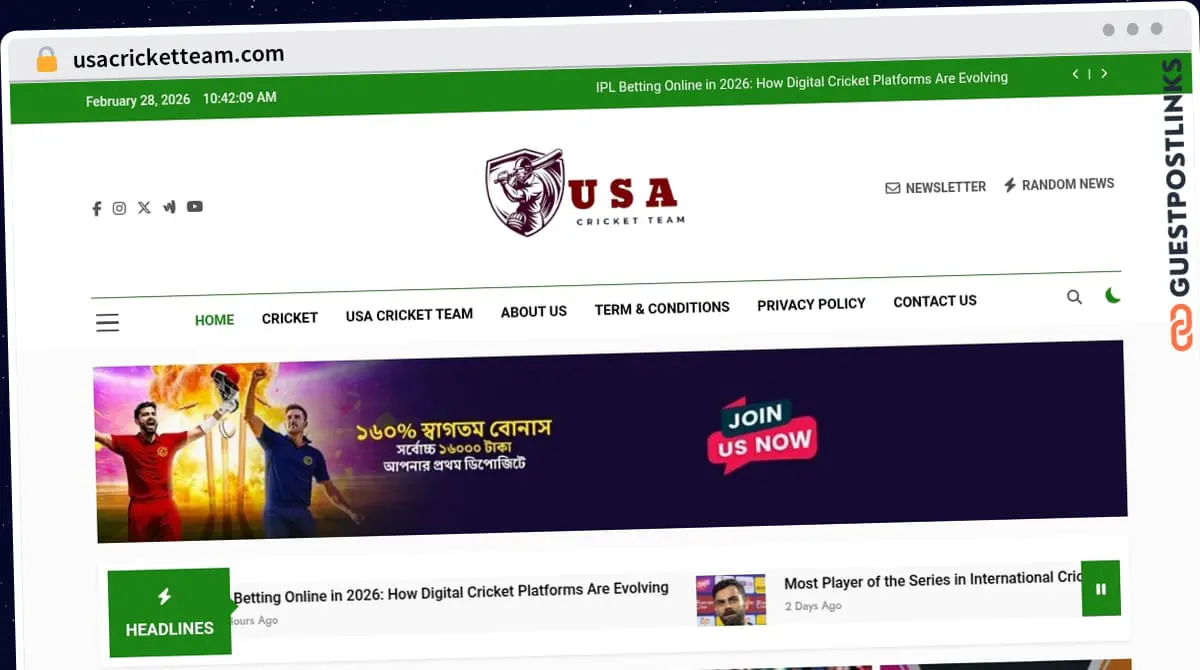 Publish Guest Post on usacricketteam.com