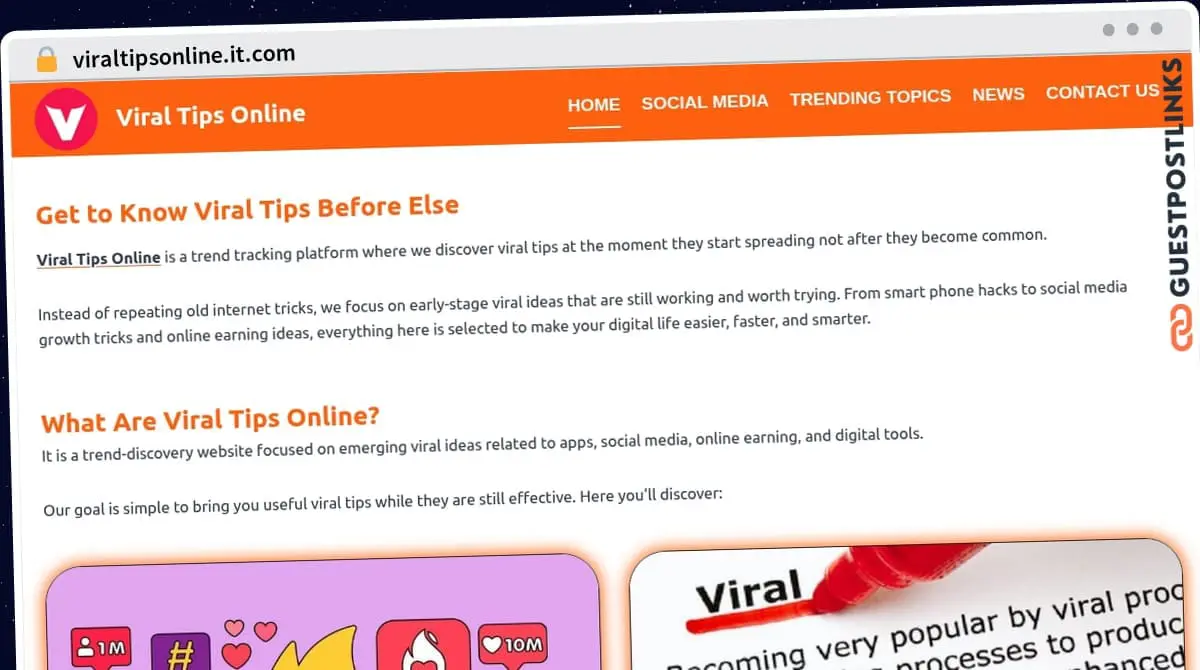 Publish Guest Post on viraltipsonline.it.com