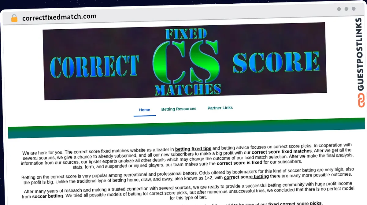 Publish Guest Post on correctfixedmatch.com