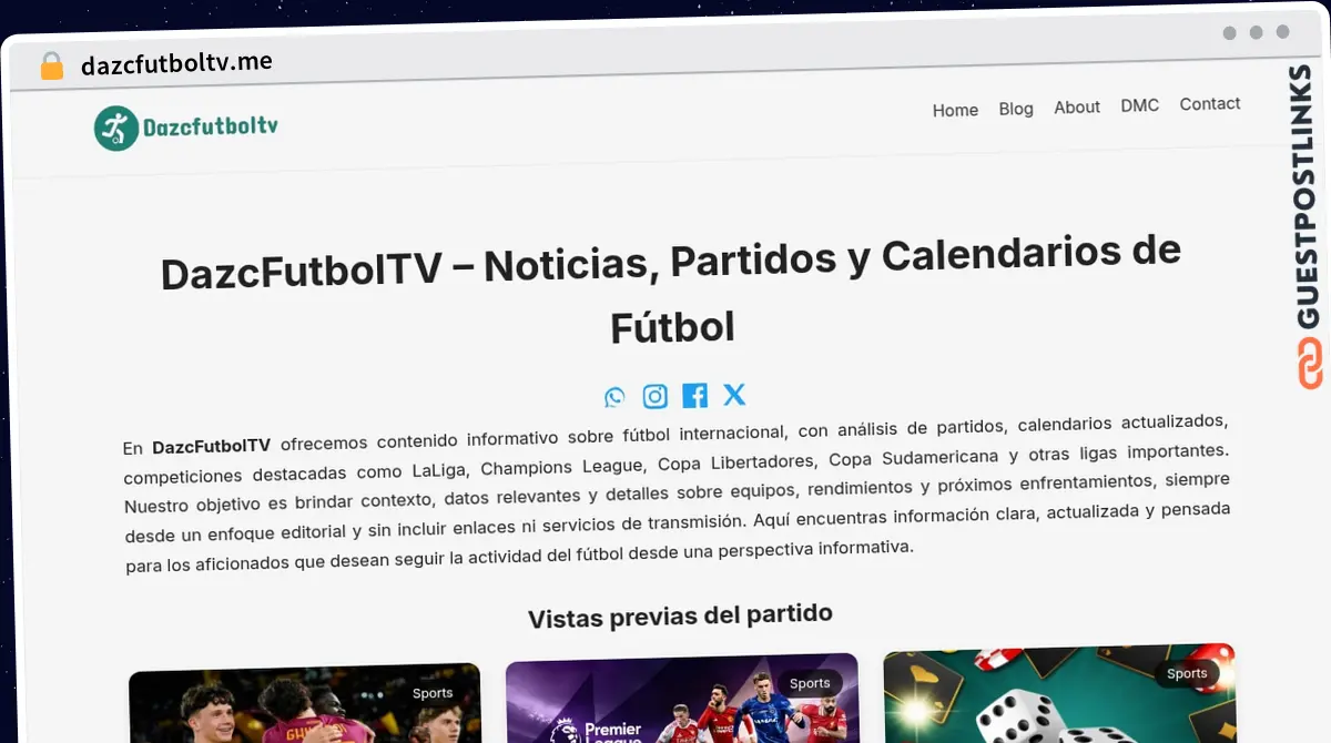 Publish Guest Post on dazcfutboltv.me