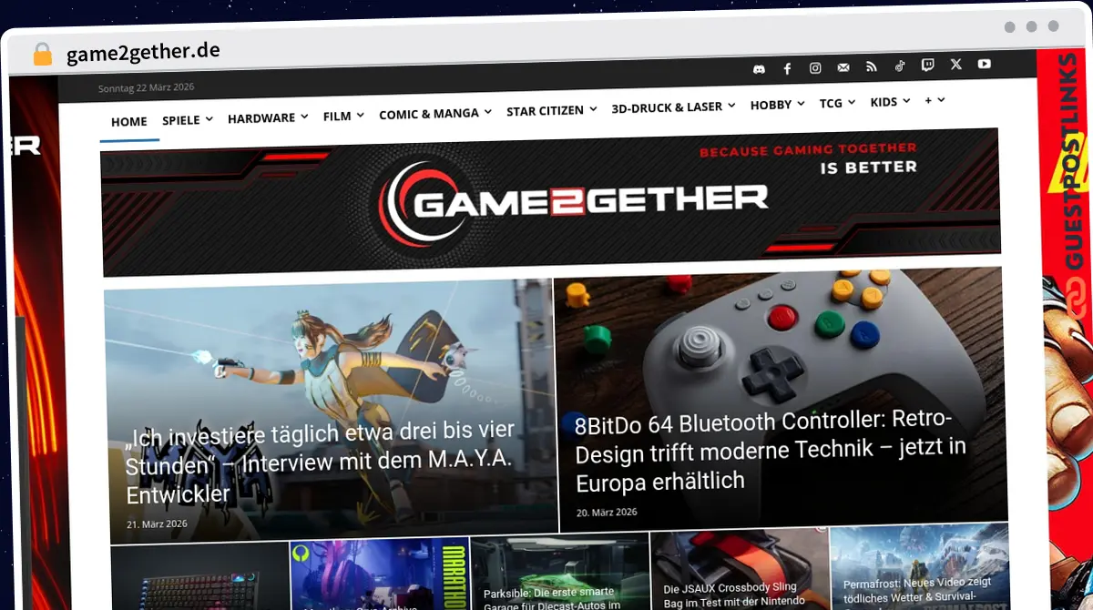 Publish Guest Post on game2gether.de