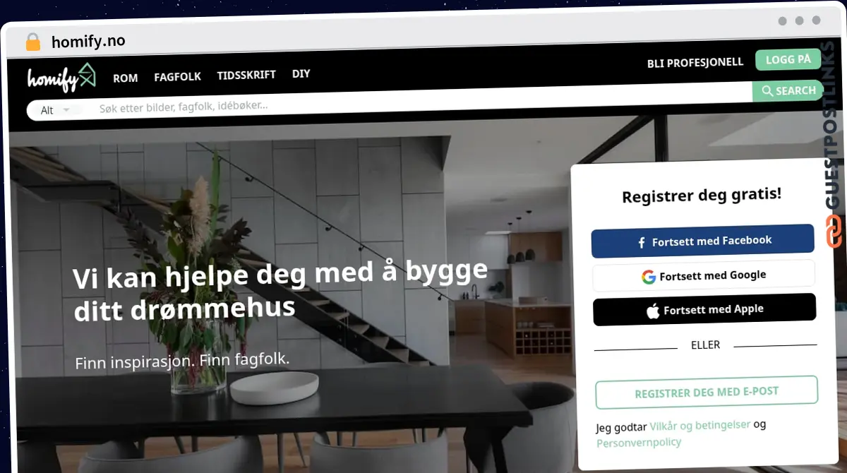 Publish Guest Post on homify.no
