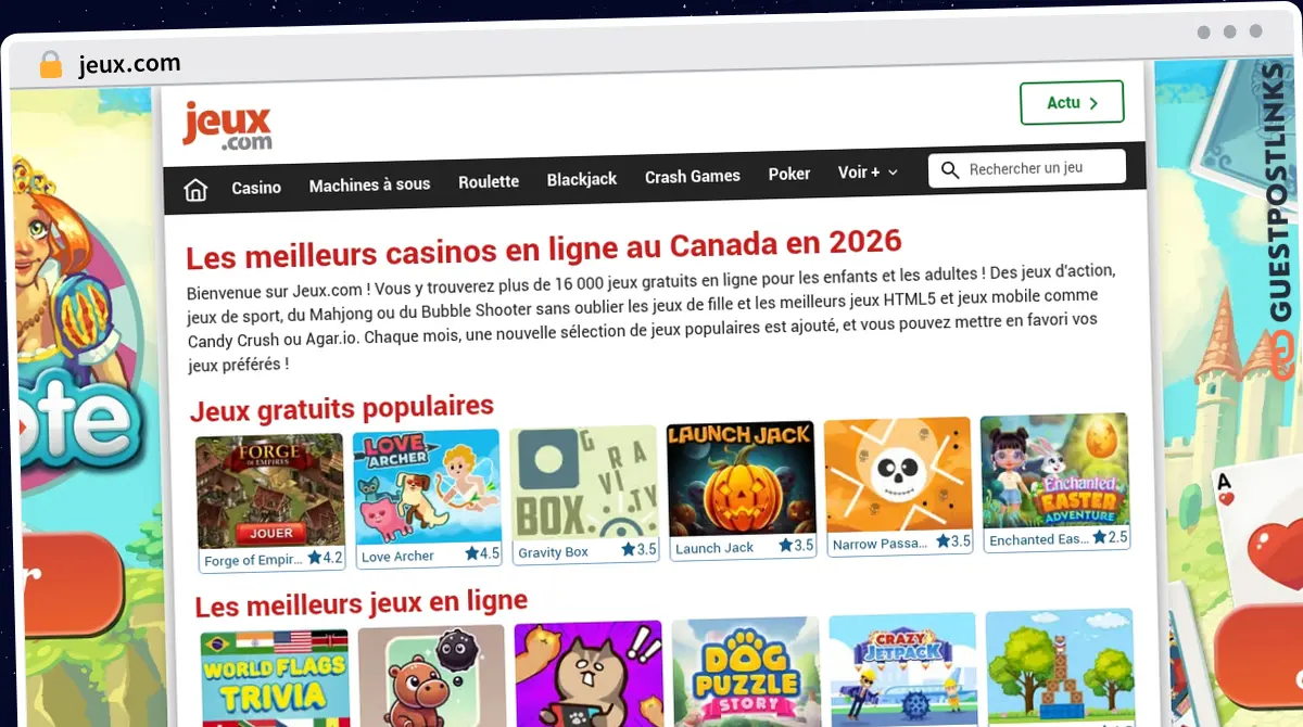 Publish Guest Post on jeux.com