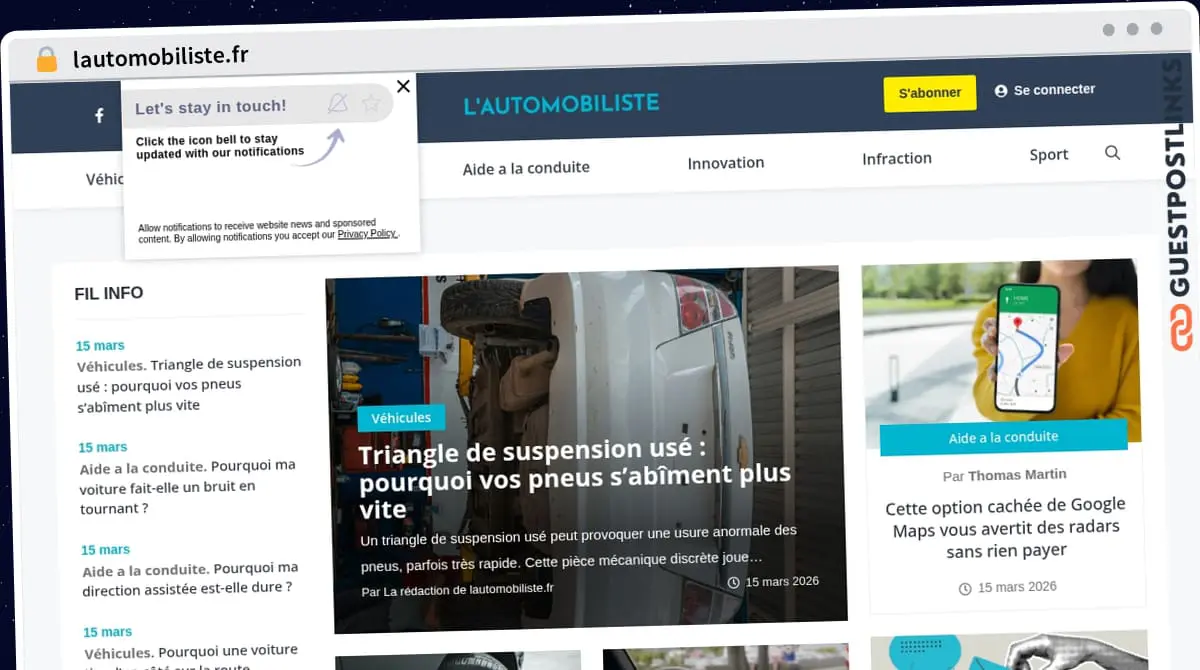 Publish Guest Post on lautomobiliste.fr