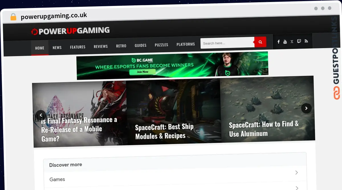 Publish Guest Post on powerupgaming.co.uk