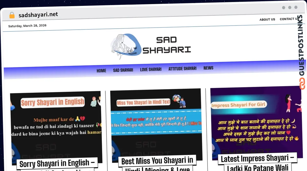 Publish Guest Post on sadshayari.net