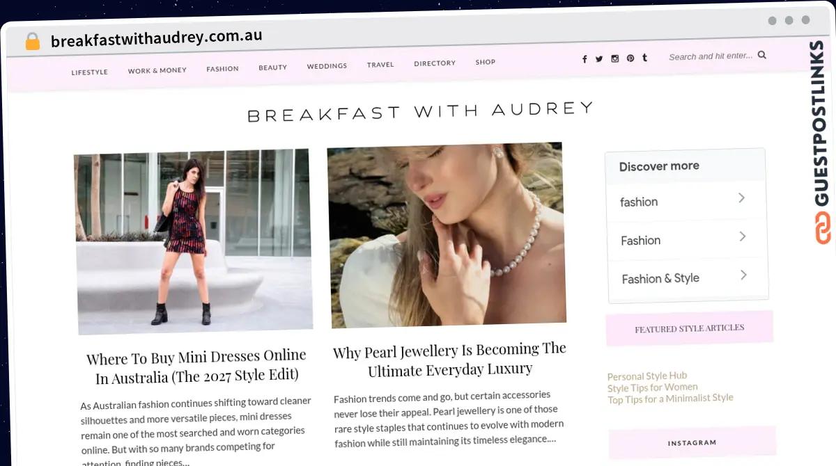 Publish Guest Post on breakfastwithaudrey.com.au