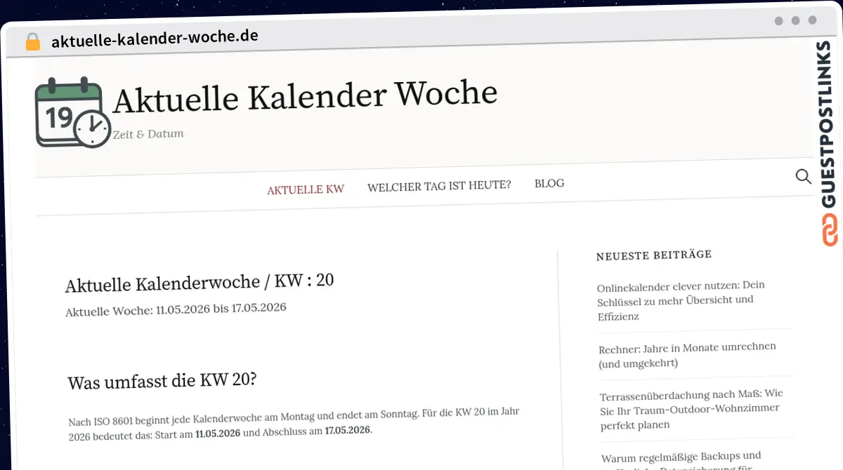 Publish Guest Post on aktuelle-kalender-woche.de