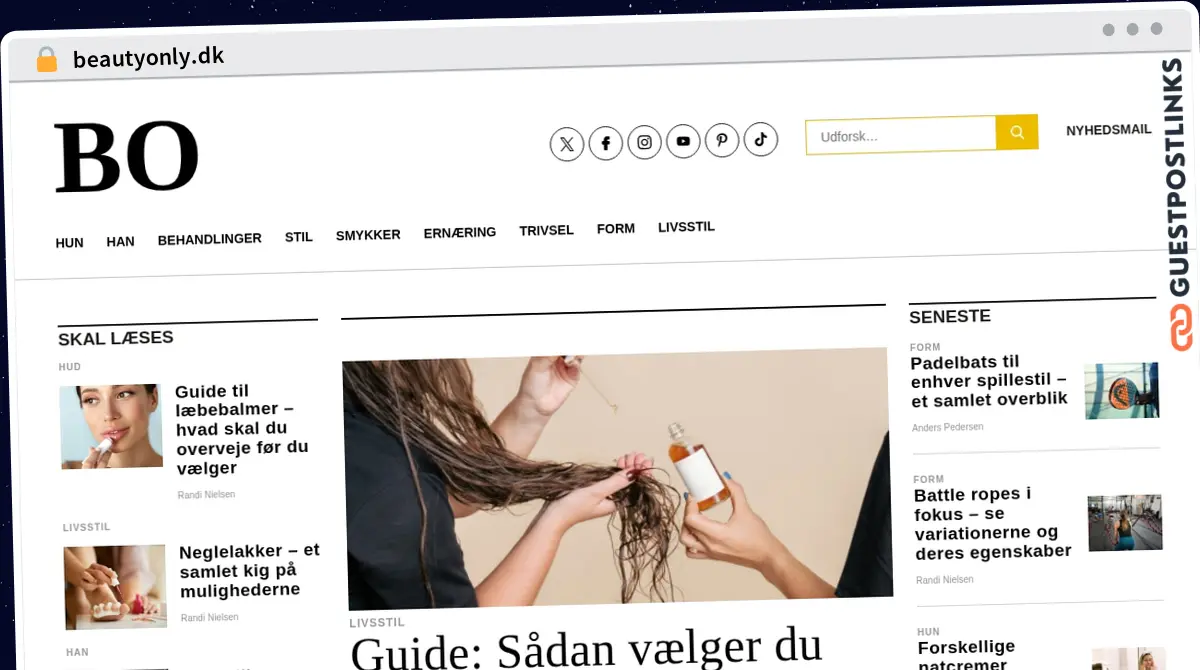 Publish Guest Post on beautyonly.dk