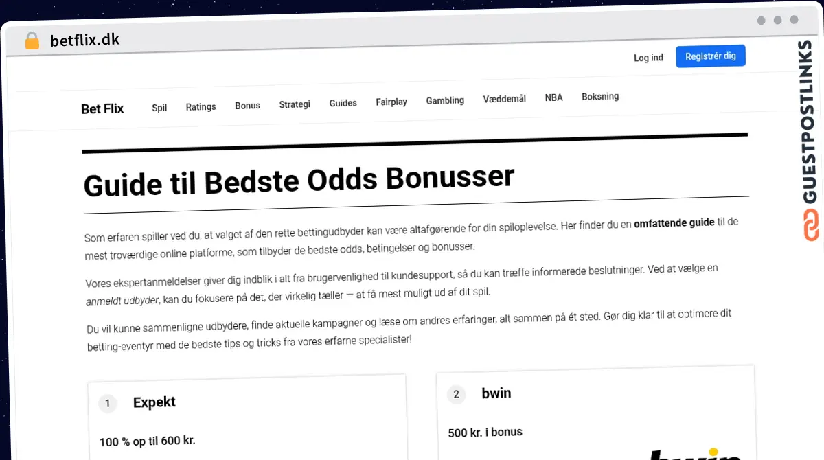 Publish Guest Post on betflix.dk