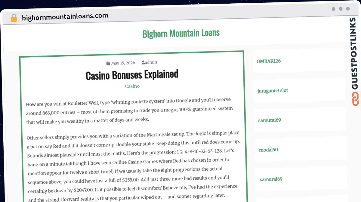 Publish Guest Post on bighornmountainloans.com