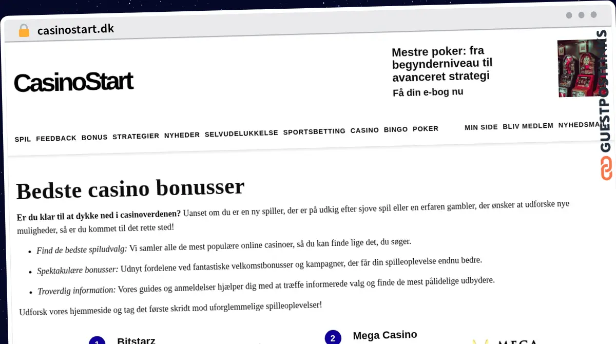Publish Guest Post on casinostart.dk