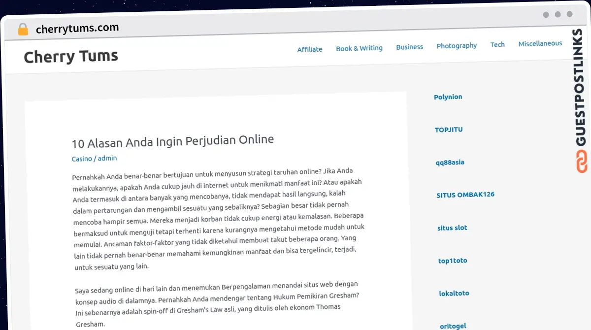 Publish Guest Post on cherrytums.com