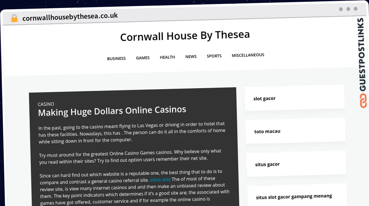 Publish Guest Post on cornwallhousebythesea.co.uk