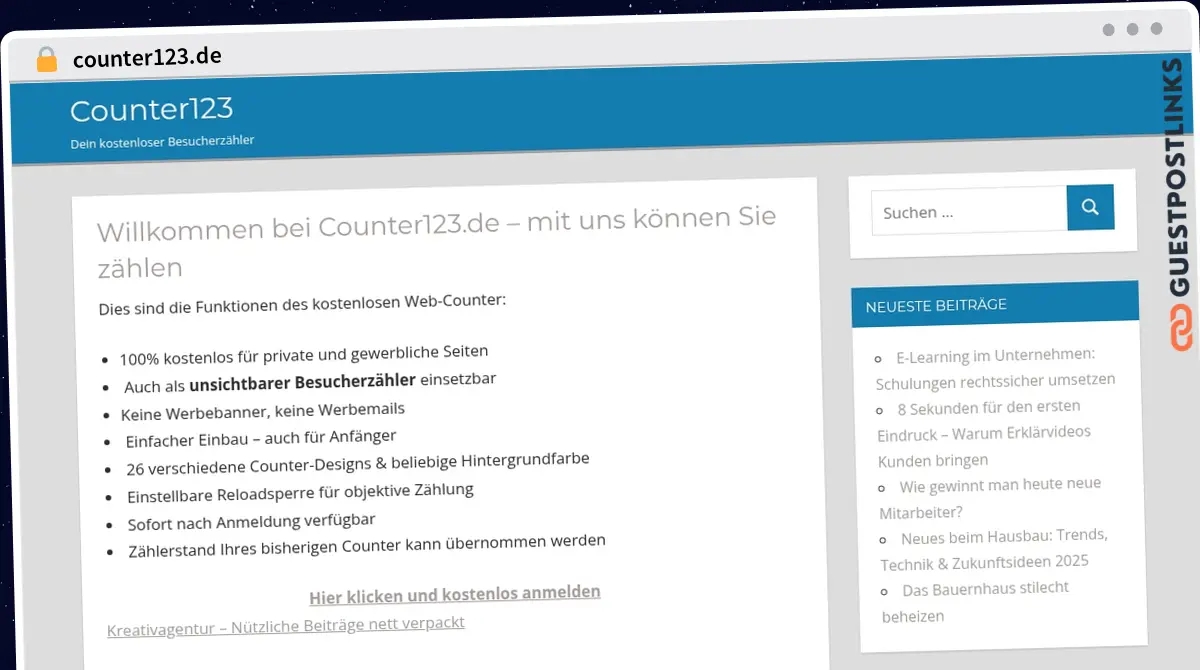 Publish Guest Post on counter123.de