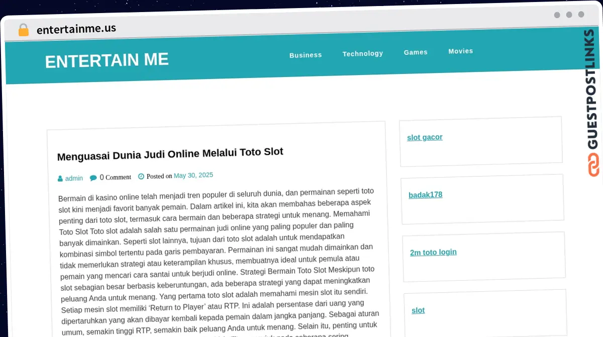 Publish Guest Post on entertainme.us