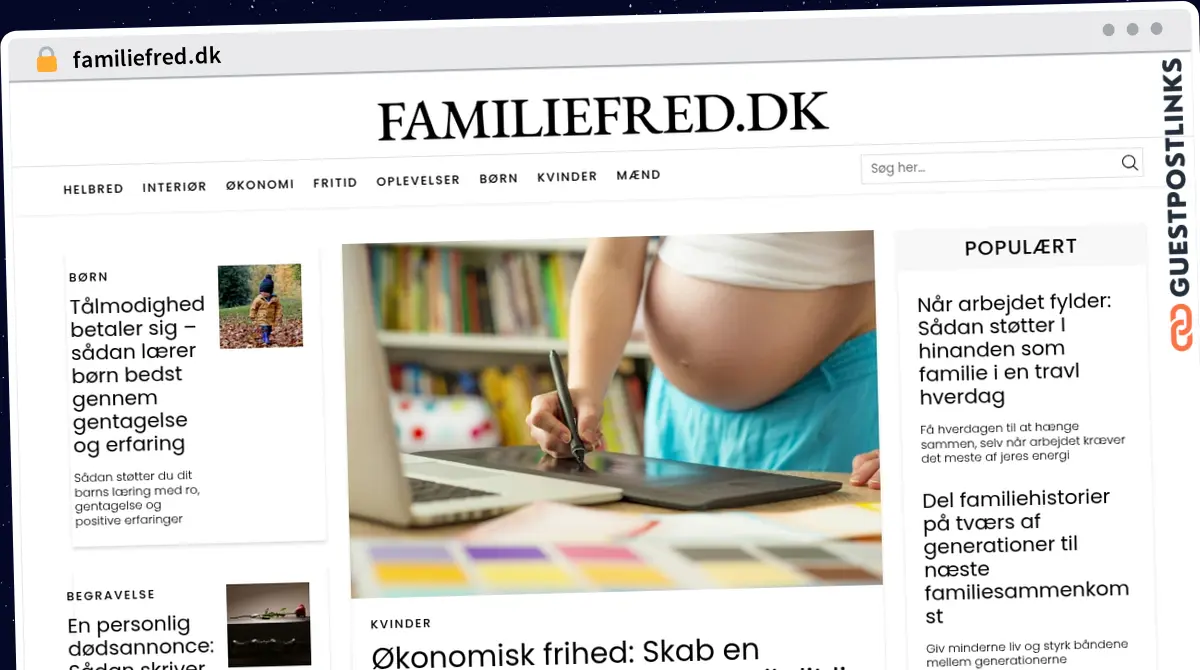 Publish Guest Post on familiefred.dk