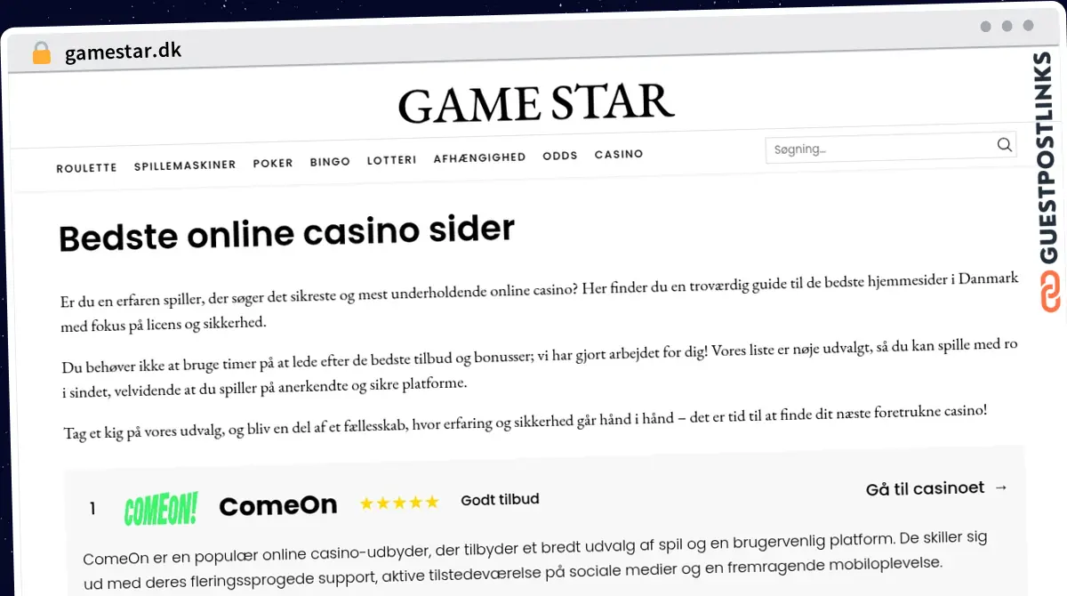 Publish Guest Post on gamestar.dk