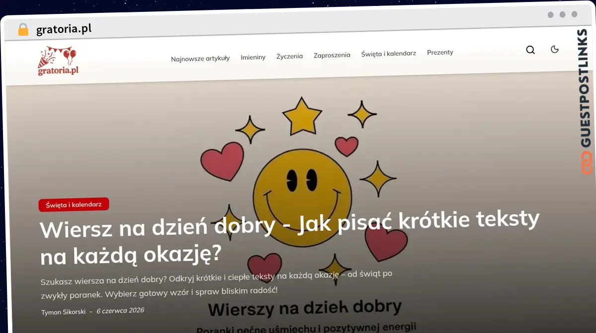 Publish Guest Post on gratoria.pl
